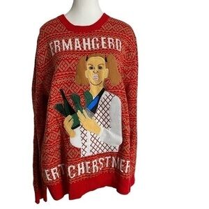 Alex Stevens Ermahgerd Erts Cher-stmers Christmas Long Sleeve Sweater